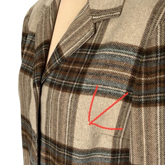 Evan Picone Blazer Jacket Women Size 12 Plaid Wool Blend Brown Career Casual Vtg - Picture 13 of 13